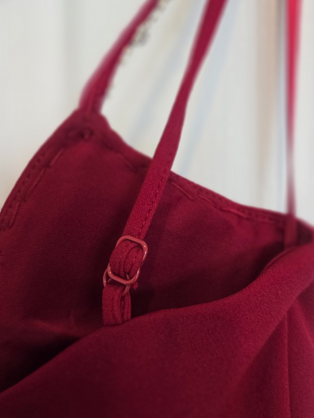 NWT Rhinestone Strap Fit & Flare Mini Dress Raspberry Red XS - Picture 7 of 9